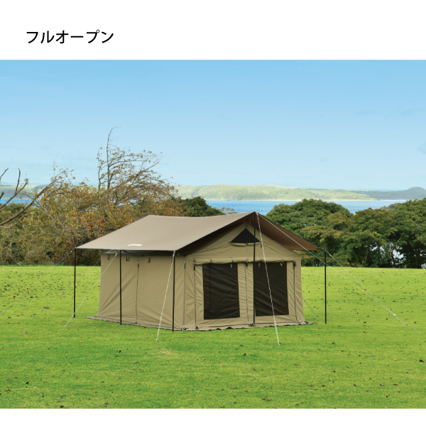 【一度のみ使用】ユニフレーム REVOスクエアタープ 4×4 TC/TAN 2024年生産終了：REVOスクエアタープ 4×4 TAN - ユニフレーム