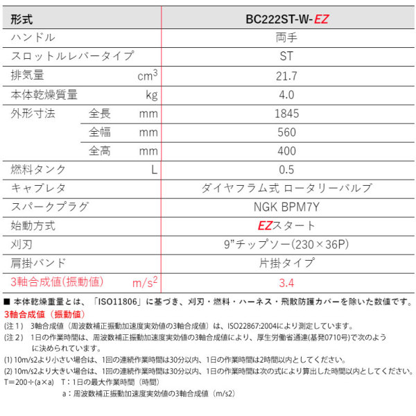 自然大好き！ニッチ・リッチ・キャッチ 草刈機／刈払機／芝刈機 ゼノア 刈払機 STレバー 両手ハンドル BC222ST-W-EZ 農業向け 肩掛け  967197704 刈り払い機 草刈り機 エンジン式 試運転済 始動稼働確認済 お客様組立商品